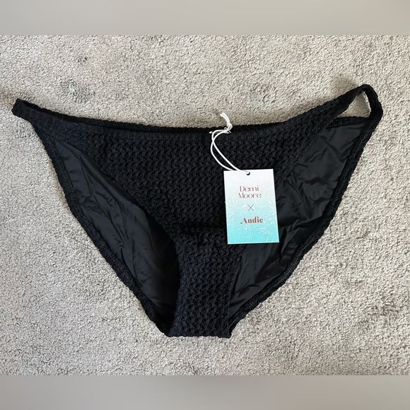 Andie Swim Tropez Bottom Size Large Black Crocheted Sustainable - Picture 3 of 7